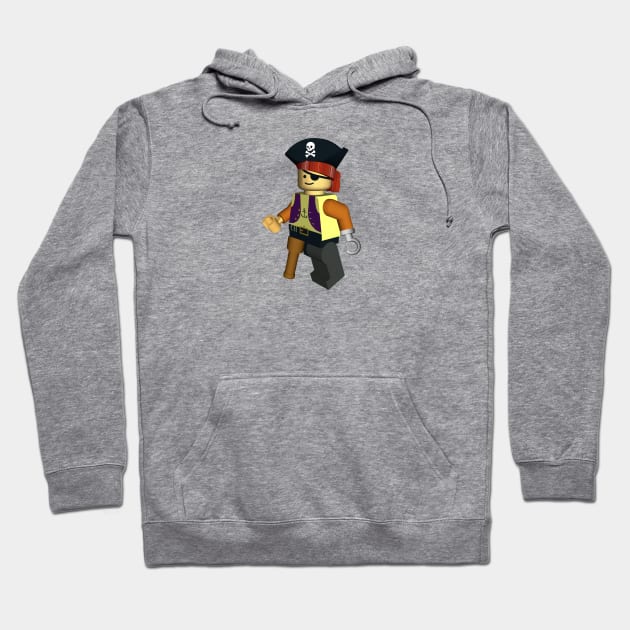 Building Block Pirate Retro Drawing Hoodie by Braznyc